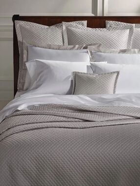 Restoration Hardware Light Gray Quilted Diamond Coverlet